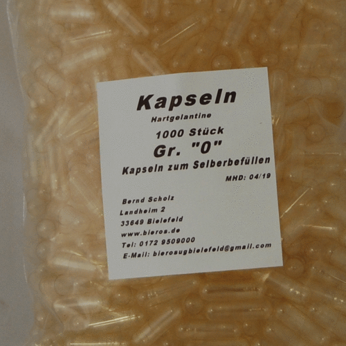 Kapseln, Hartgelatine-Kapseln, Gr. 0 1000 Stück