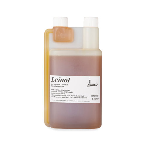 Leinöl für Pferde - aus brauner Leinsaat  - 1 Liter Dosierflasche
